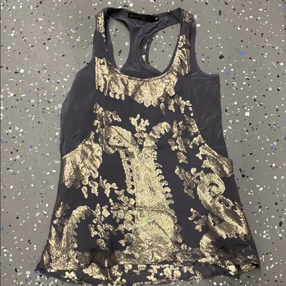 Beautiful Silk Tank-top gold and grey